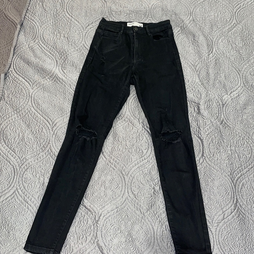 Garage black highwaisted black ripped skinny jeans
